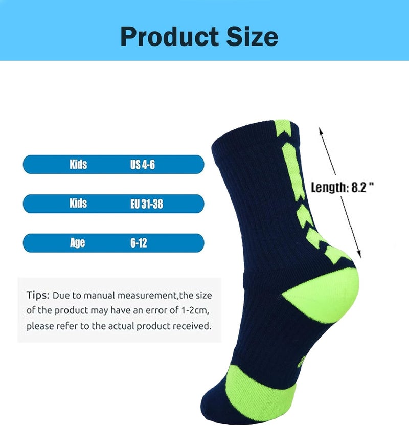 Popuid Youth Thick Basketball Socks for Boys - Cushioned Sports Compression Sock for Active Kids, Fits Ages 6-12 - Image 3